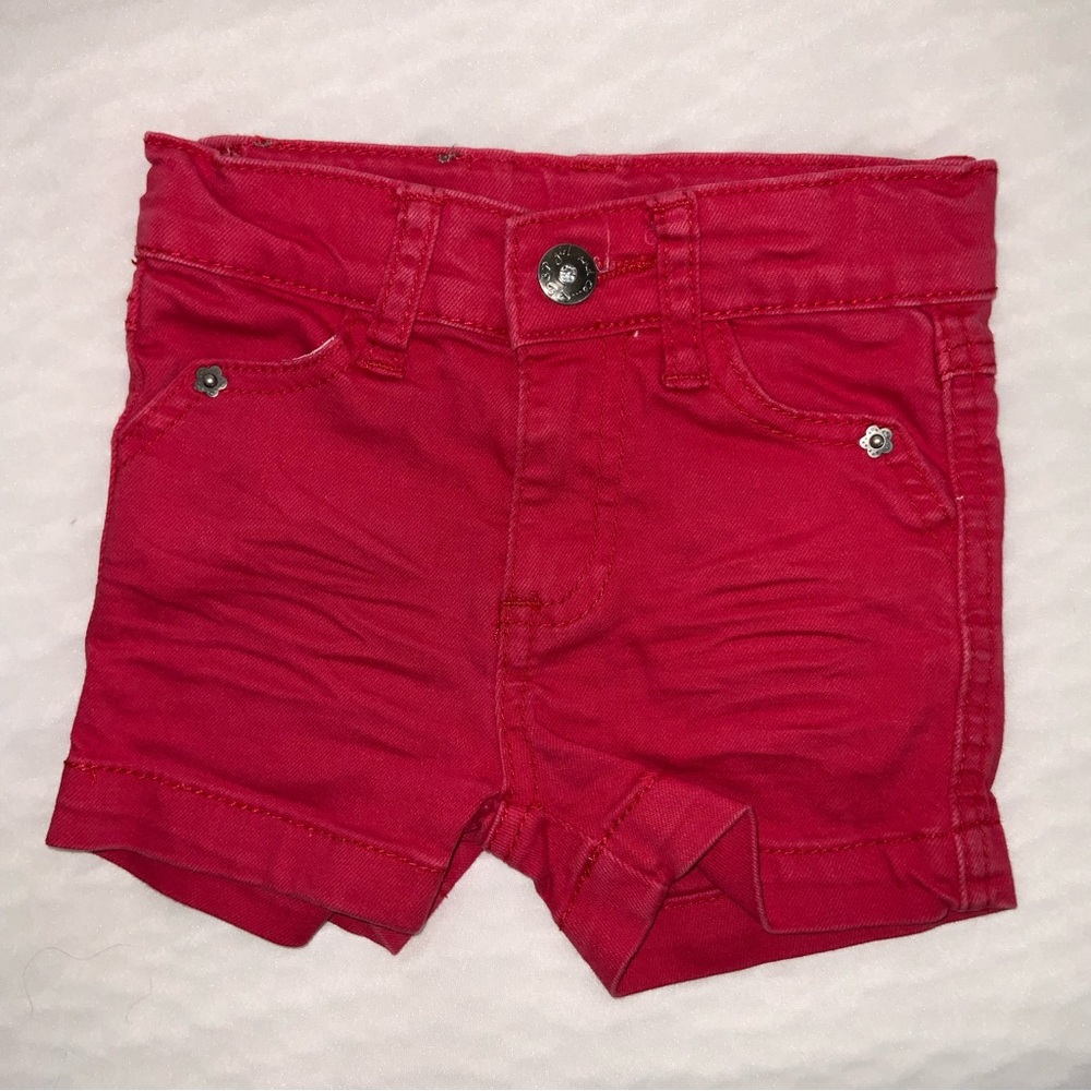 Girl’s 3Pommes Red Denim Shorts Size 3 years